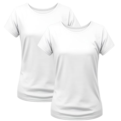 2er Pack Damen T-Shirt Einfarbig Slim Fit Rundhals Figurbetonend Extra Weich 100% Baumwolle Weiß M 2er Pack Damen T-Shirt Einfarbig Slim Fit Rundhals Figurbetonend Extra Weich 100% Baumwolle Weiß M von Modesta