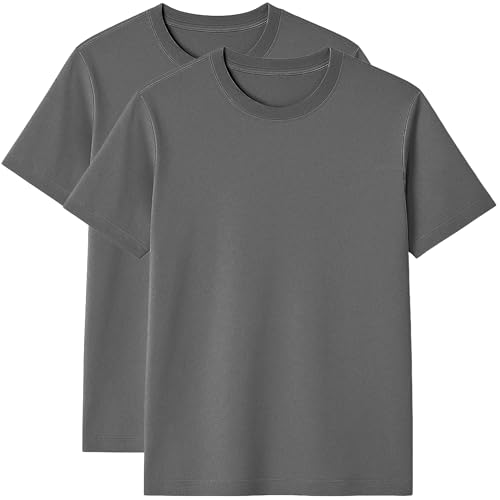 2er Pack Herren T-Shirt – 100% US-Baumwolle, Rundhals, Klassischer Schnitt – Basic für Alltag - Holzkohle S von Modesta