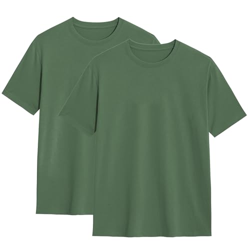 2er Pack Herren T-Shirt Einfarbig Rundhals Normale Passform 100% Bio Baumwolle Kurzarm Basic Militärgrün S 2er Pack Herren T-Shirt Einfarbig Rundhals Normale Passform 100% Bio Baumwolle Kurzarm Basic Militärgrün S von Modesta