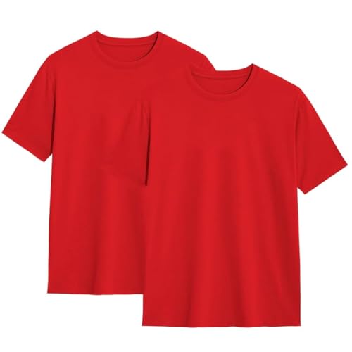 2er Pack Herren T-Shirt Einfarbig Rundhals Normale Passform 100% Bio Baumwolle Kurzarm Basic Rot XXL 2er Pack Herren T-Shirt Einfarbig Rundhals Normale Passform 100% Bio Baumwolle Kurzarm Basic Rot XXL von Modesta