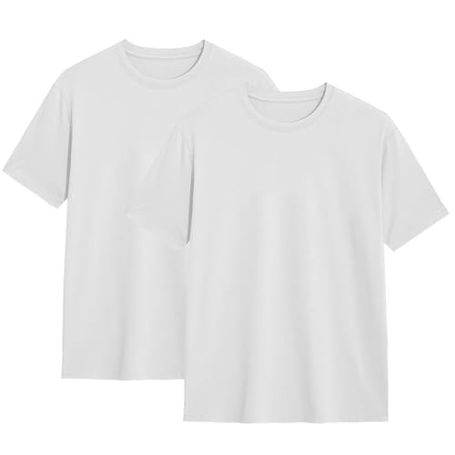 2er Pack Herren T-Shirt Einfarbig Rundhals Normale Passform 100% Bio Baumwolle Kurzarm Basic Weiß XL 2er Pack Herren T-Shirt Einfarbig Rundhals Normale Passform 100% Bio Baumwolle Kurzarm Basic Weiß XL von Modesta
