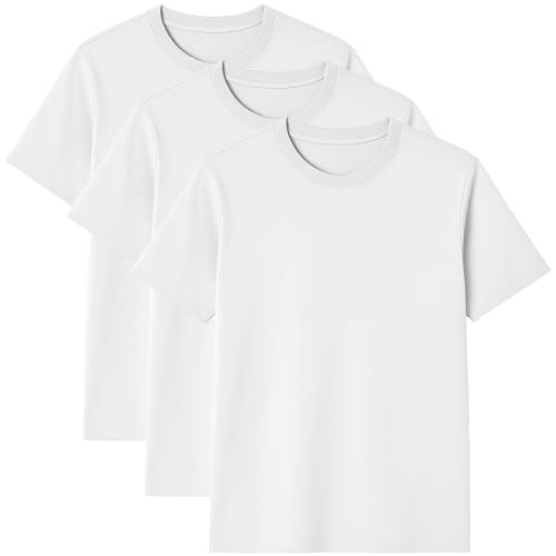 3er Pack Herren T-Shirt – 100% US-Baumwolle, Rundhals, Klassischer Schnitt – Basic für Alltag - Weiß M von Modesta