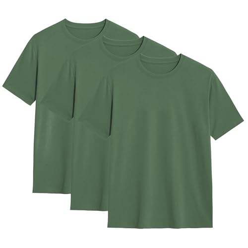 3er Pack Herren T-Shirts Einfarbig Rundhals Normale Passform 100% Baumwolle Militärgrün 2XL 3er Pack Herren T-Shirts Einfarbig Rundhals Normale Passform 100% Baumwolle Militärgrün 2XL von Modesta