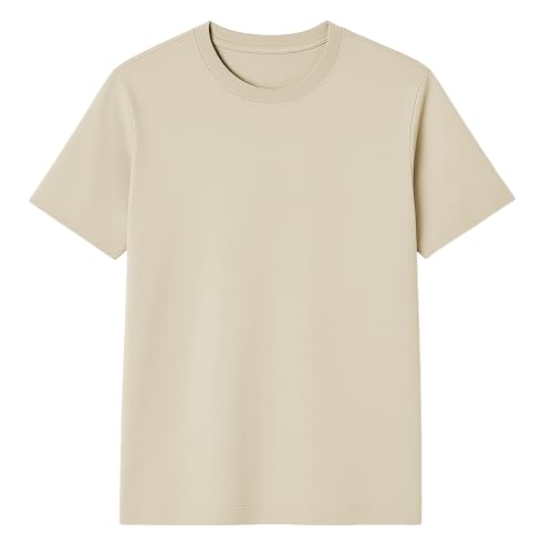 Herren T-Shirt – 100% US-Baumwolle, Rundhals, Klassischer Schnitt, Modern Fit, Basic für Alltag - Beige 3XL von Modesta