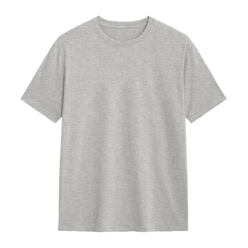 Herren T-Shirt – 100% US-Baumwolle, Rundhals, Klassischer Schnitt, Modern Fit, Basic für Alltag - Heather Grau 2XL von Modesta