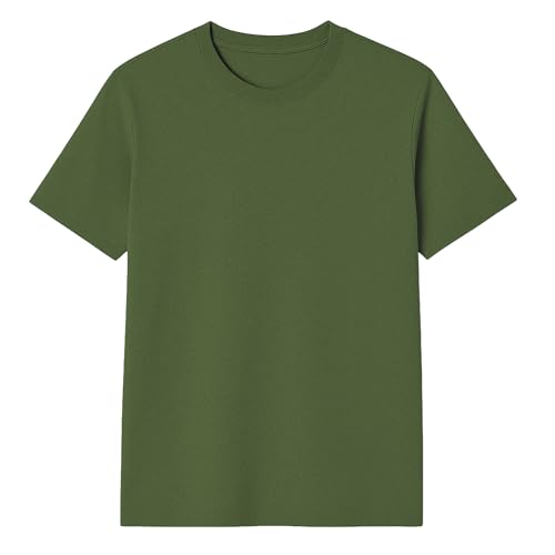 Herren T-Shirt – 100% US-Baumwolle, Rundhals, Klassischer Schnitt, Modern Fit, Basic für Alltag - Militärgrün 2XL von Modesta