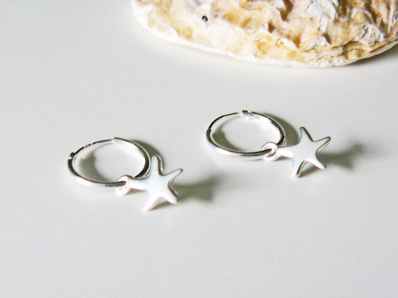 925 Sterling Silber Creolen Mit Seestern Anhänger, Silberohrringe, Stern Ohrringe Silber, Boho Schmuck 925 Sterling Silber Creolen Mit Seestern Anhänger, Silberohrringe, Stern Ohrringe Silber, Boho Schmuck von Modetrueffel
