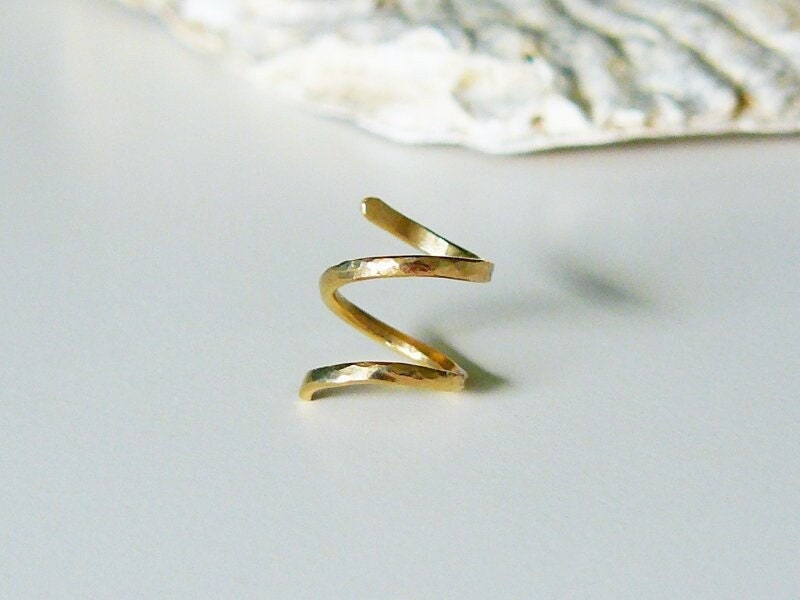 Gehämmerter Spiral Ohrring Gold Filled, Spirale Helix Ohrring, 2 in 1, Knorpel Piercing Ring Gehämmert, Double Helix Hoops, Gift Gehämmerter Spiral Ohrring Gold Filled, Spirale Helix Ohrring, 2 in 1, Knorpel Piercing Ring Gehämmert, Double Helix Hoops, Gift von Modetrueffel