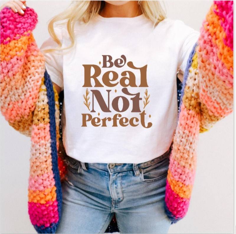 Boho T-Shirt Be Real Not Perfect - Statement Quote Entrepreneur Woman Frauen von ModevonHerzen
