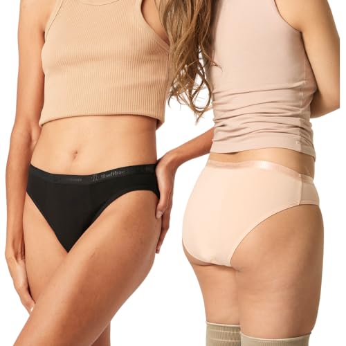 Modibodi Periodenunterwäsche und Inkontinenzschutz für Frauen - Bikini Höschen Saugfähige und waschbare Damenunterhosen - Menstruationsslip - Sehr Starke Blutung - Beige - 8/XS von Modibodi