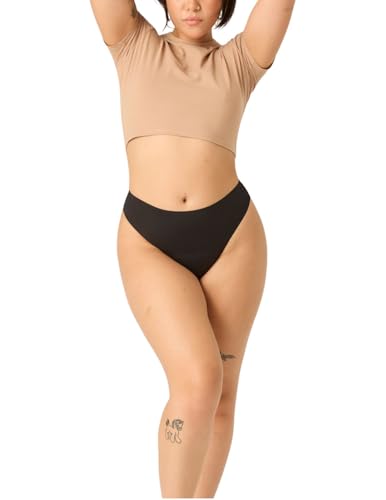 Modibodi Seamfree Hi-Leg Cheeky-Slip – mittlere bis Starke Saugfähigkeit – Menstruationsschutz-Unterwäsche für Damen – Nahtlose Bikini-Slip-Unterwäsche – diskretes Menstruationshöschen Schwarz 08/XS von Modibodi