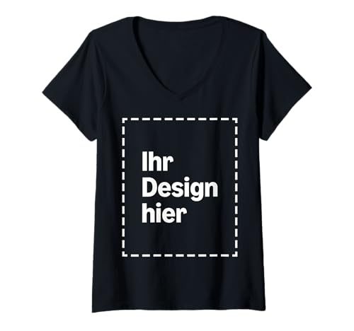 Damen-T-Shirt mit V-Ausschnitt – individuell bedruckt auf Vorderseite Damen-T-Shirt mit V-Ausschnitt – individuell bedruckt auf Vorderseite von Modify by Amazon Merch on Demand