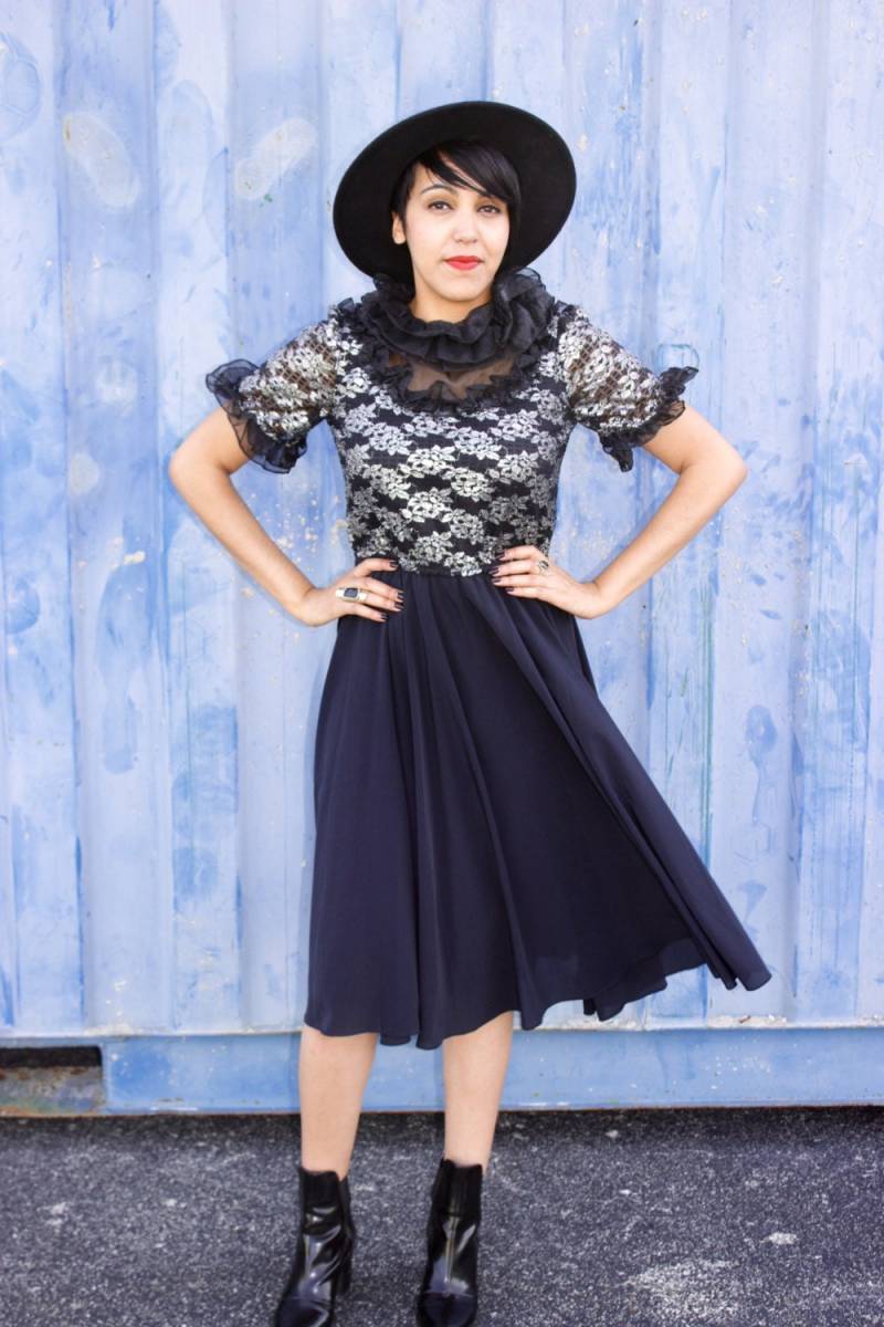 Vintage 60Er Jahre Slight Polyester Rüschenkragen Kleid M von ModlipsRevival