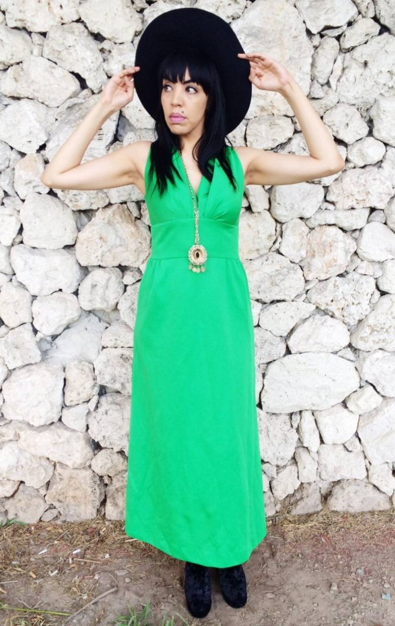 Vintage 70Er Jahre Polyester Maxi Kleid S // M von ModlipsRevival