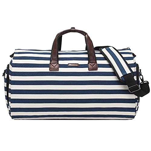 Modoker Kleidersack mit Kulturtasche, Handgepäcktasche für Damen und Herren - 2-in-1 Hängender Koffer, Anzug, Reisetaschen, blau gestreift, 45L, von Modoker