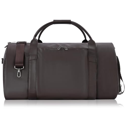 Modoker Kleidersack mit Rollen, Damen-Kleidersack für Reisen, PU-Leder, wandelbarer Kleidersack mit Trolley-Anzug-Gepäcktasche, Braun, Umwandelbar von Modoker