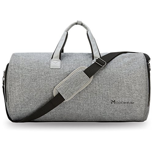 Wandelbare Kleidertasche mit Schultergurt, Modoker Handgepäck-Kleidertasche für Männer und Frauen – 2-in-1-Hängekoffer, Reisetaschen, grau von Modoker