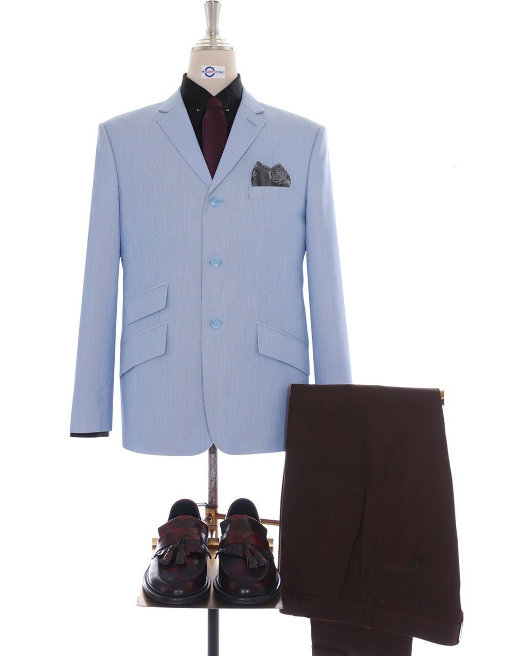 60S Sommer Jacke Mod Blazer Sky Nadelstreifen 60S Sommer Jacke Mod Blazer Sky Nadelstreifen von Modsuits