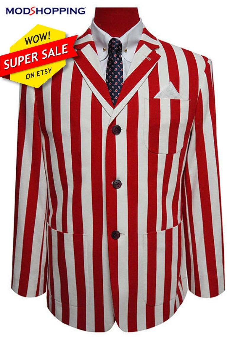 Bootsjacke | Rot & Weiß Gestreifter Boating Blazer von Modsuits