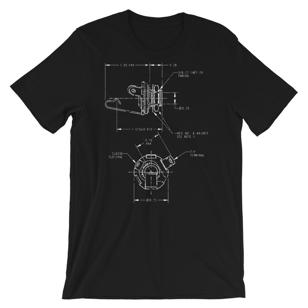 T-Shirt Mit Distressed Mono Jack Blaupause von ModularSynthLab