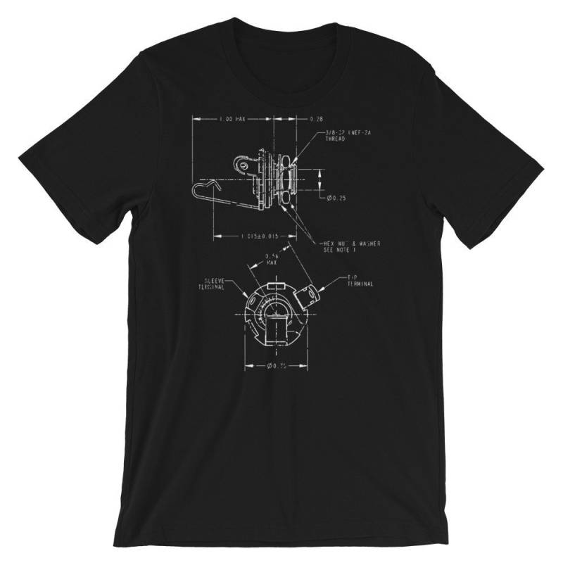 T-Shirt Mit Distressed Mono Jack Blaupause von ModularSynthLab
