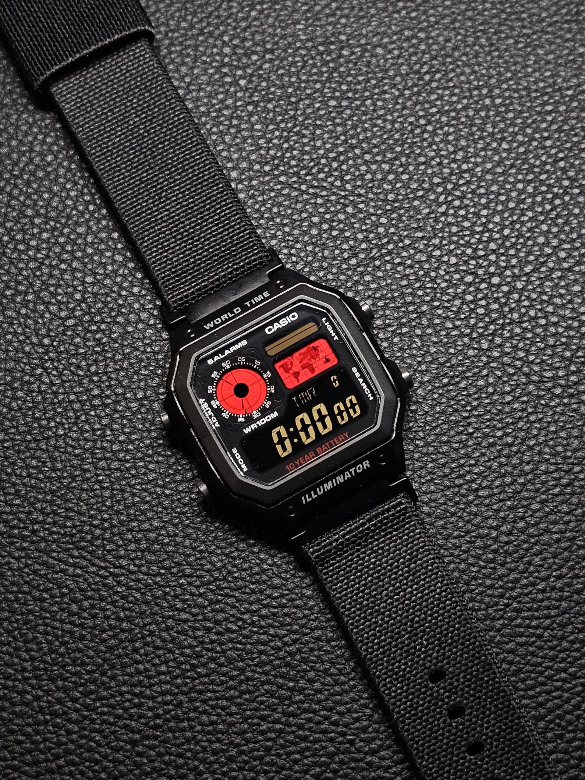 Modifizierte Casio Ae1200, Mit Negativen Und Buntem Display, Hydromod Nylonband Modifizierte Casio Ae1200, Mit Negativen Und Buntem Display, Hydromod Nylonband von Modworksoffical