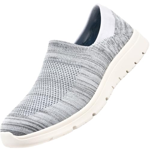 Damen Extra Weit Slipper Slip On Sneakers Nurse Schuhe Walkingschuhe Outdoor Turnschuhe Sportschuhe Gym Bequem Leichte Atmungsaktiv Freizeitschuhe Memory Foam Fitness Sporthalle(Gray,43 EU) von Möge