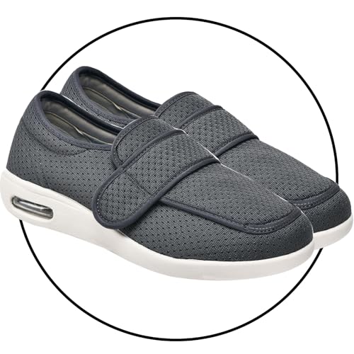Diabetiker Sandalen Herren Orthopädische mit Klettverschluss Verstellbare Gesundheitsschuhe bei geschwollene Füße Verbandschuhe Herren extra weit(Gray,43.5 EU) von Möge
