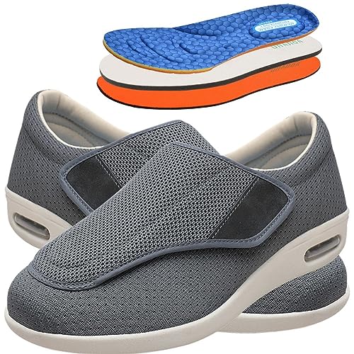 Diabetiker Schuhe Herren Geschwollene Füße Diabetes Walking Schuhe Bogen Unterstützung Orthopädische Turnschuhe Medizinische Schuhe Rehaschuhe (Color : Gray, Size : 42 EU) von Möge