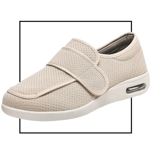 Diabetikerschuhe Extra Weit Herren, Herrenschuhe Hoher Spann, Diabetiker Schuhe Herren Geschwollene Füße Diabetes Walking Schuhe Bogen Unterstützung Orthopädische Turnschuhe(Beige,38 EU) von Möge