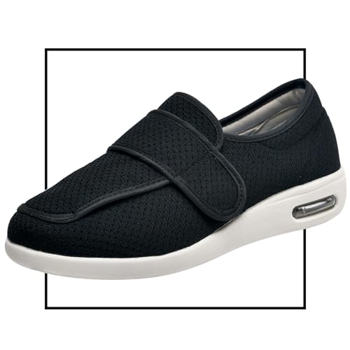 Diabetikerschuhe Extra Weit Herren, Herrenschuhe Hoher Spann, Diabetiker Schuhe Herren Geschwollene Füße Diabetes Walking Schuhe Bogen Unterstützung Orthopädische Turnschuhe(Black,45 EU) von Möge