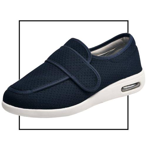 Diabetikerschuhe Extra Weit Herren, Herrenschuhe Hoher Spann, Diabetiker Schuhe Herren Geschwollene Füße Diabetes Walking Schuhe Bogen Unterstützung Orthopädische Turnschuhe(Blue,44.5 EU) von Möge