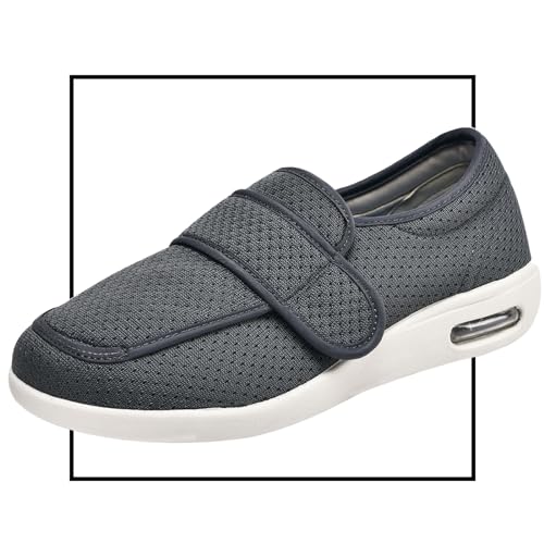 Diabetikerschuhe Extra Weit Herren, Herrenschuhe Hoher Spann, Diabetiker Schuhe Herren Geschwollene Füße Diabetes Walking Schuhe Bogen Unterstützung Orthopädische Turnschuhe(Gray,47 EU) von Möge
