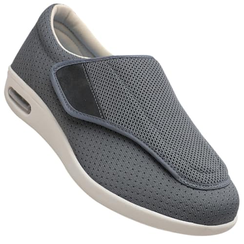 Diabetische Hausschuhe Für Geschwollene Beine Und Füße Verbandsschuhem Klettverschluss Sandalen Gesundheitsschuhe Extra Weit Herren Therapieschuhe (Color : Gray, Size : 40.5 EU) von Möge