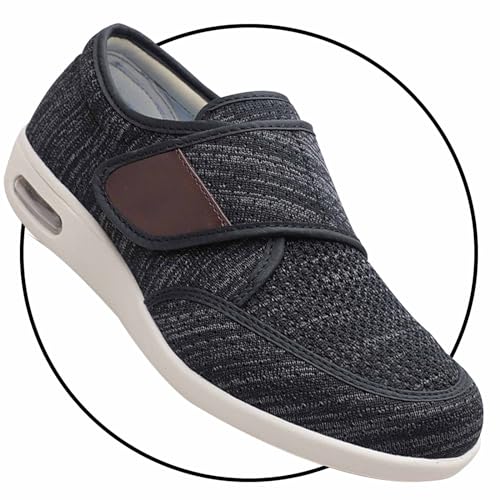 Möge Extra Breit Leicht Schuhe Breit Herren Trekkingschuhe Wasserdicht Outdoor Schuhe Atmungsaktiv Wanderhalbschuhe rutschfeste Slip-on Wanderschuhe für Herren Sneaker(Black Gray,45 EU) von Möge