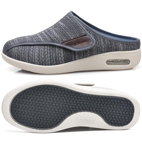 Gesundheitshausschuhe Damen mit Klettverschluss Ohne Schnuersenkel Slip-on Schuhe Orthopädische Turnschuhe für Sandalen Mesh Slip On Design Geschwollene Füße(DarkGrey,42 EU) von Möge
