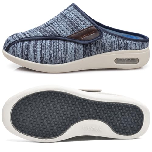 Gesundheitshausschuhe Damen mit Klettverschluss Ohne Schnuersenkel Slip-on Schuhe Orthopädische Turnschuhe für Sandalen Mesh Slip On Design Geschwollene Füße(LightBlue,44.5 EU) von Möge