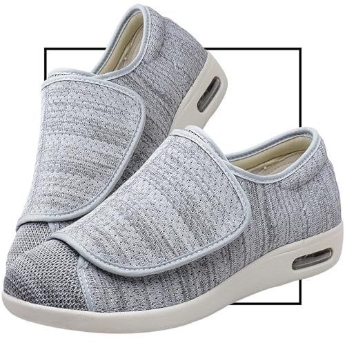 Hausschuhe Senioren Damen Ohne Schnuersenkel Slip-on Schuhe Orthopädische Schuhe Herren Ganter Schuhe Damen Klettverschluss Diabetiker Schuhe Damen Extra Weit(LightGrey,40.5 EU) von Möge
