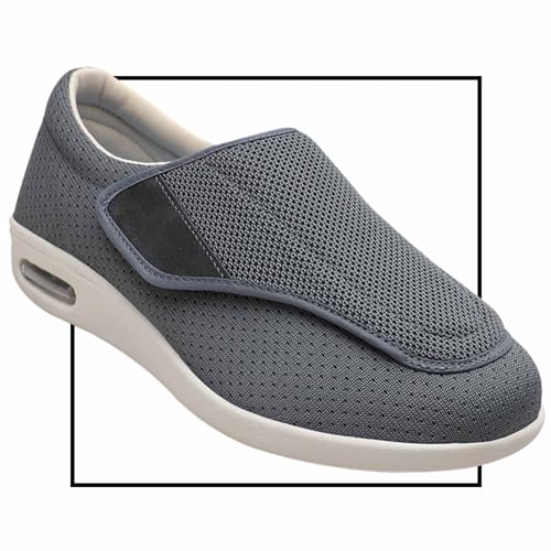 Herren Diabetiker Ödem Schuhe Schuhe für Geschwollene Füße Senioren Schuhe Therapieschuhe Gesundheitsschuhe Mesh Atmungsaktiv Walking Sneakers(Color:Gray,Size:39 EU) von Möge