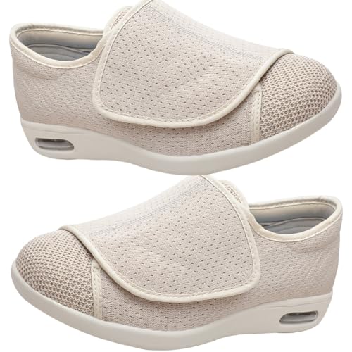 Herren Schuhe mit Klettverschluss Leicht Bequem Mesh Walkingschuhe Turnschuhe Fashion Casual Freizeitschuhe Sportschuhe Laufschuhe Für Running(Beige,43.5 EU) von Möge