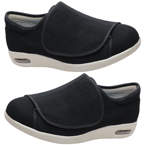 Herren Schuhe mit Klettverschluss Leicht Bequem Mesh Walkingschuhe Turnschuhe Fashion Casual Freizeitschuhe Sportschuhe Laufschuhe Für Running(Black,48 EU) von Möge