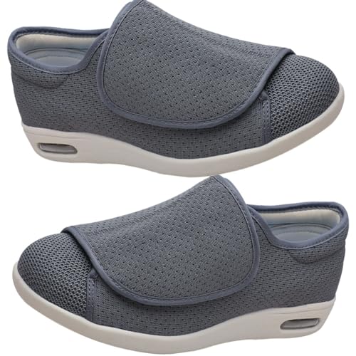 Herren Schuhe mit Klettverschluss Leicht Bequem Mesh Walkingschuhe Turnschuhe Fashion Casual Freizeitschuhe Sportschuhe Laufschuhe Für Running(Gray,44.5 EU) von Möge