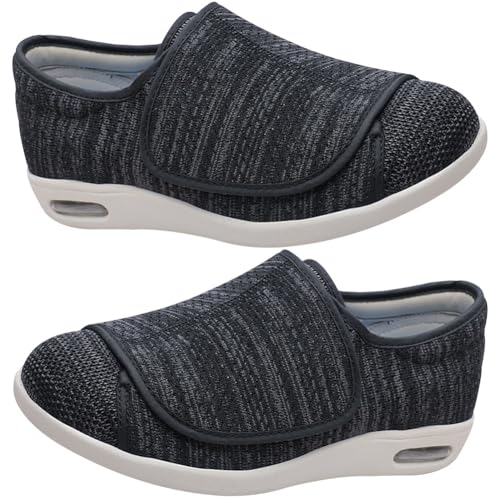 Herren Schuhe mit Klettverschluss Leicht Bequem Mesh Walkingschuhe Turnschuhe Fashion Casual Freizeitschuhe Sportschuhe Laufschuhe Für Running(BlackGrey,42 EU) von Möge