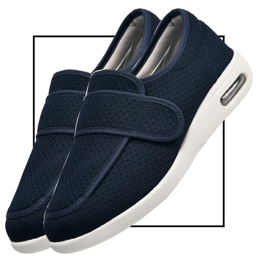 Herrenschuhe Hoher Spann, Diabetiker Schuhe Herren Geschwollene Füße Diabetes Walking Schuhe Bogen Unterstützung Orthopädische Turnschuhe Diabetikerschuhe Extra Weit Herren(Blue,47 EU) von Möge
