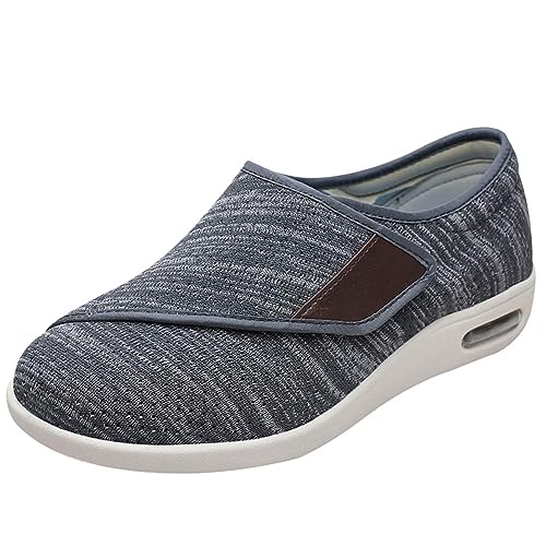 Möge Damen Herren Diabetiker Schuhe Atmungsaktiv Leicht Laufschuhe Weit Gesundheit Sneaker mit Klettverschluss Breit Halbschuhe Geschwollene Füße Gesundheitsschuhe(Color:Darkgrey,Size:40 EU) von Möge