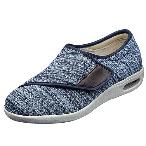 Möge Damen Herren Diabetiker Schuhe Atmungsaktiv Leicht Laufschuhe Weit Gesundheit Sneaker mit Klettverschluss Breit Halbschuhe Geschwollene Füße Gesundheitsschuhe(Color:LightBlue,Size:38 EU) von Möge