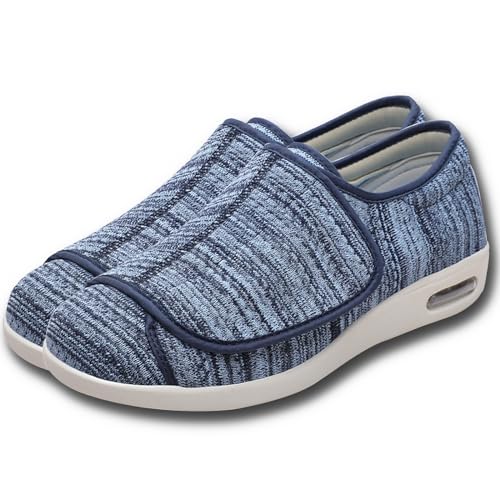 Möge Damen Herren Diabetiker Schuhe Weit Gesundheit Sneaker Ohne Schnuersenkel Slip-on Schuhe mit Klettverschluss Breit Halbschuhe Geschwollene Füße Gesundheitsschuhe(LightBlue,40 EU) von Möge
