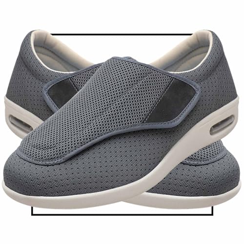 Möge Diabetiker Schuhe Herren Extra Weit mit Klettverschluss überbreite weiche Gesundheitsschuhe Herren für Dicke breite Füße Medizinische Schuhe Rehaschuhe(Color:Gray,Size:37 EU) von Möge