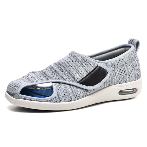 Möge Diabetiker Schuhe Herren Offener Zeh Breite Zehenbox Extratiefer Innenraum Orthopädische Damen Klettverschluss Gesundheitsschuhe zur Linderung(LightGrey,40.5 EU) von Möge