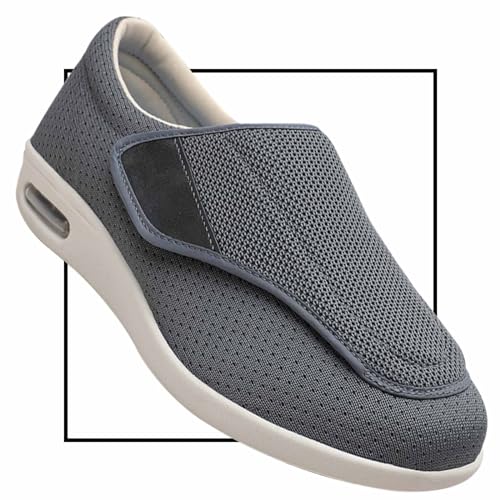 Möge Diabetiker Schuhe Herren Slip on Sneakers Extra Weite Bequeme Turnschuh Leicht Walkingschuhe Atmungsaktiv Breite Slipper Schuhe Mokassins Slip On Loafer(Color:Gray,Size:39 EU) von Möge